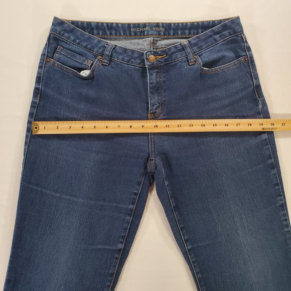 Michael Kors Jeans Women Size 10 Blue Stretch Denim Dark Wash Flare Leg Casual - Picture 12 of 16